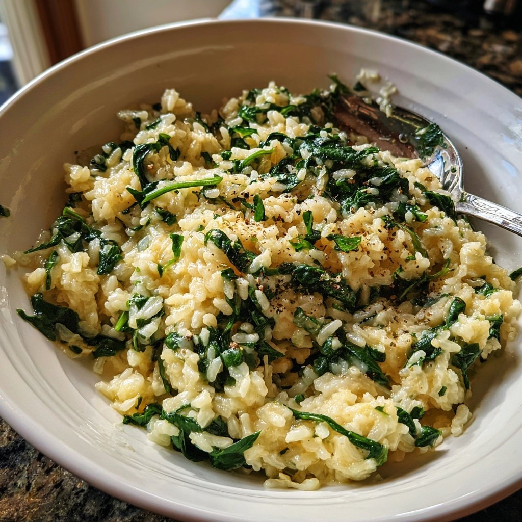 Creamy Garlic Rice with Spinach