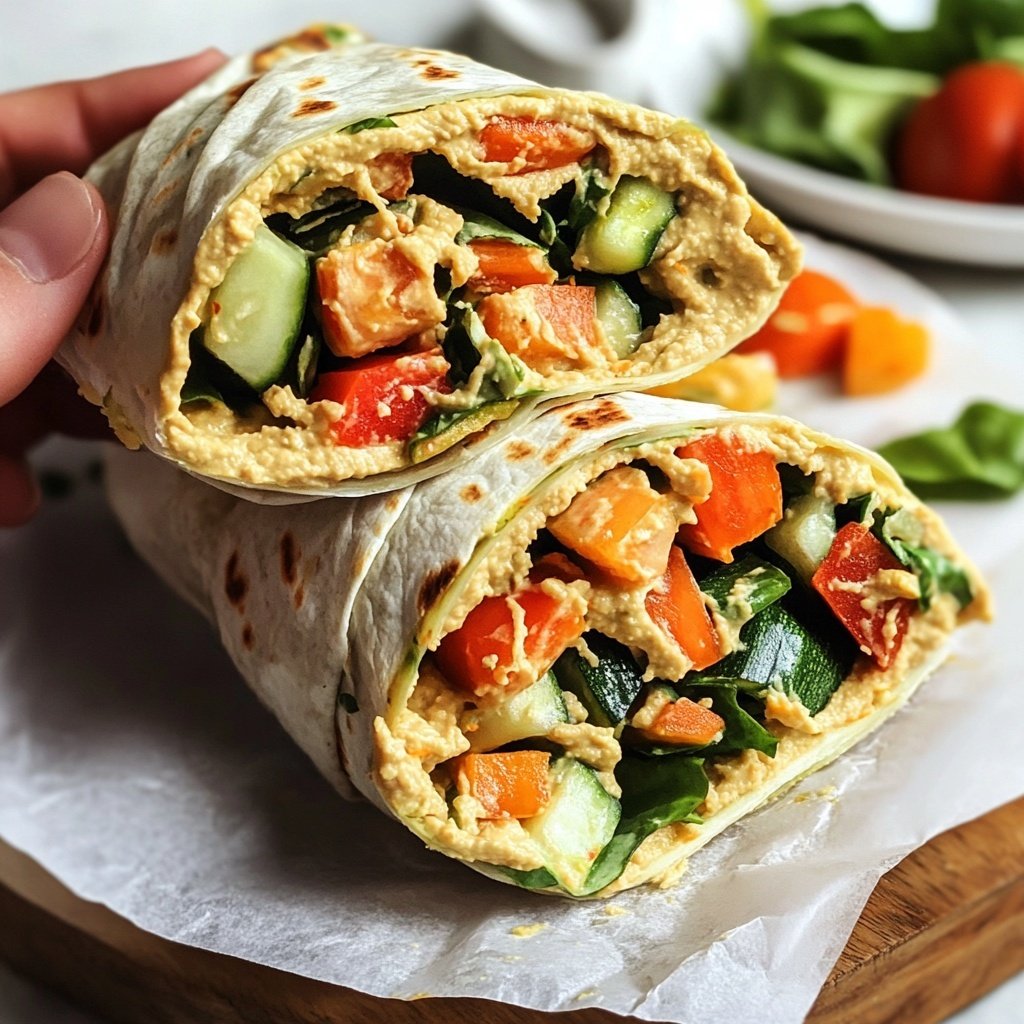 High-Protein Veggie Hummus Wrap Lunch