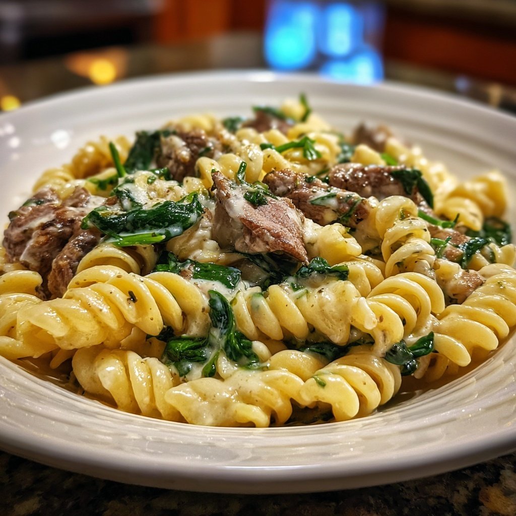 Creamy Beef And Spinach Pasta