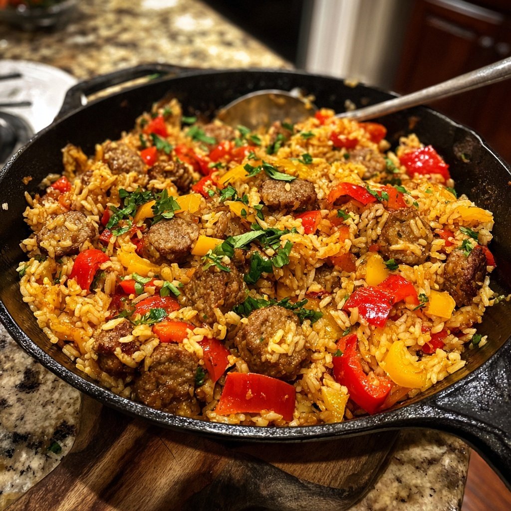 One Pan Sausage And Rice Dinner