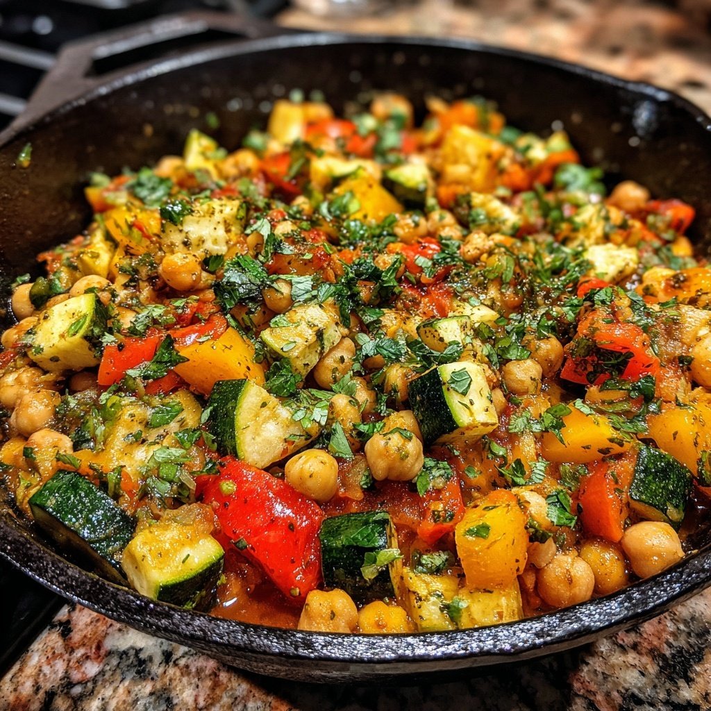 Healthy Dinner Mediterranean Chickpea Skillet