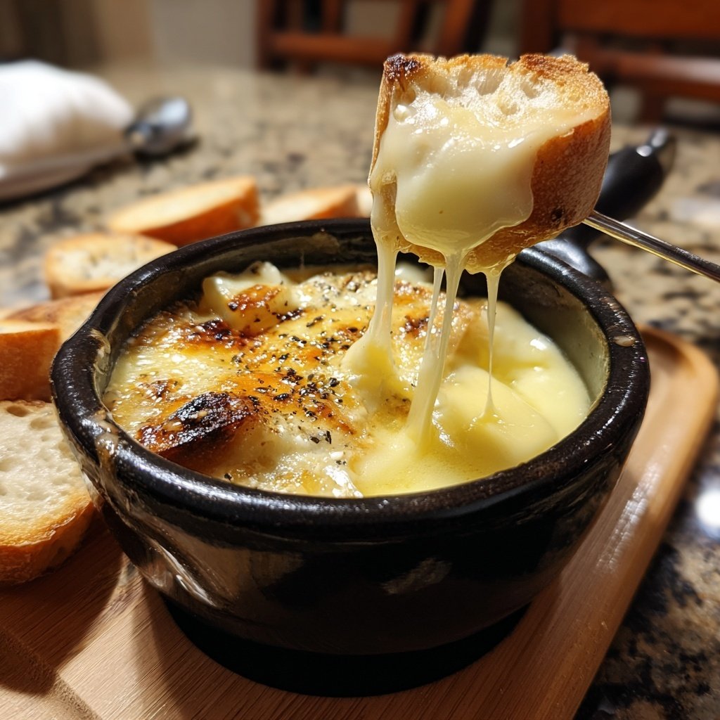 Fondue with Brie and Garlic