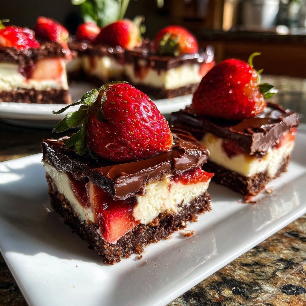 Chocolate Strawberry Cheesecake Bars