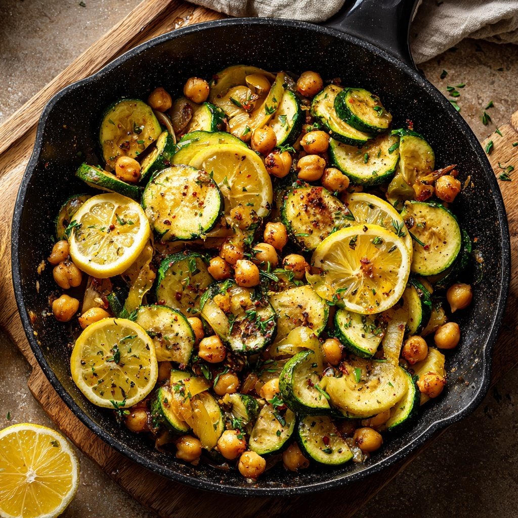 Zucchini Chickpea Lemon Skillet