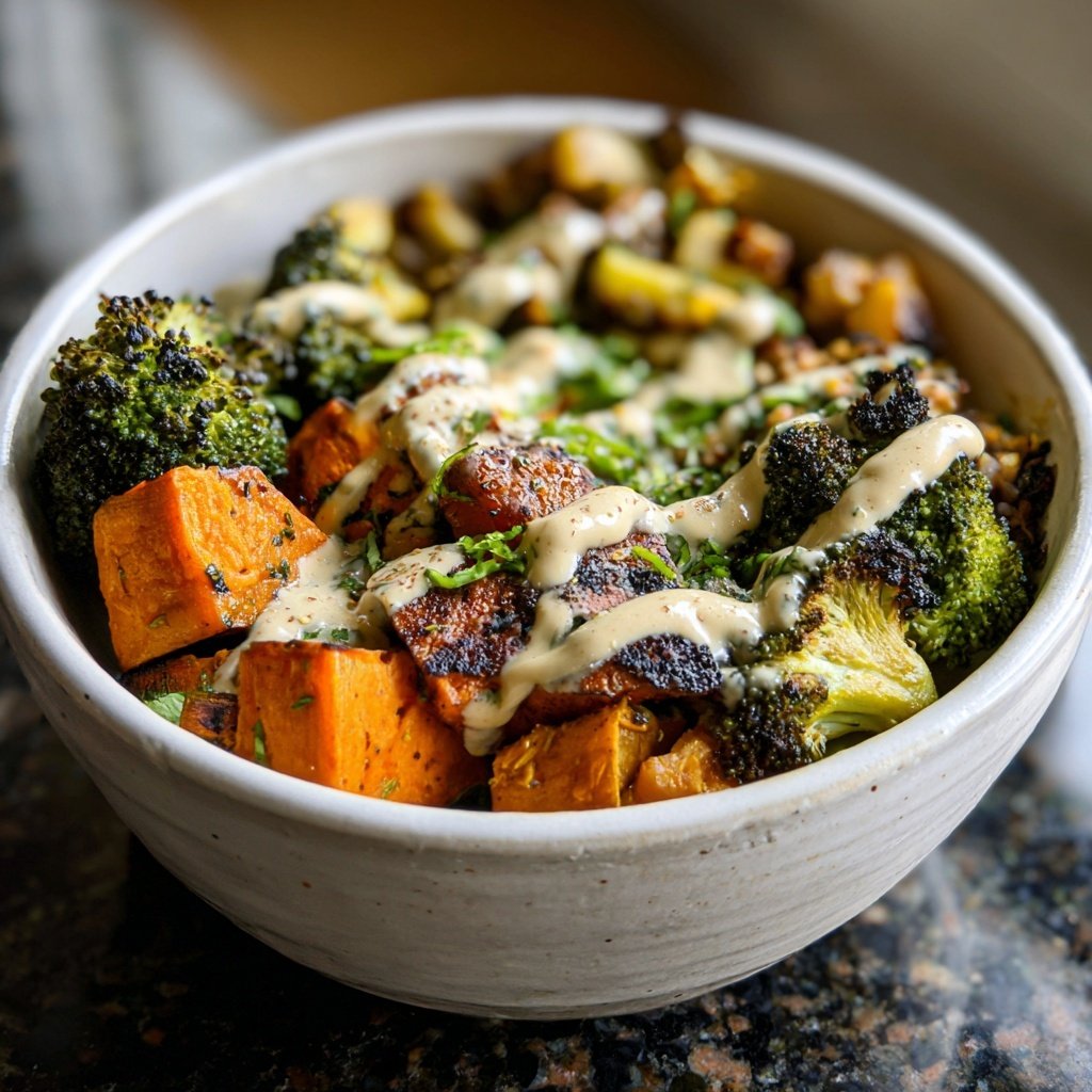 Healthy Dinner Roasted Veggie Tahini Bowl