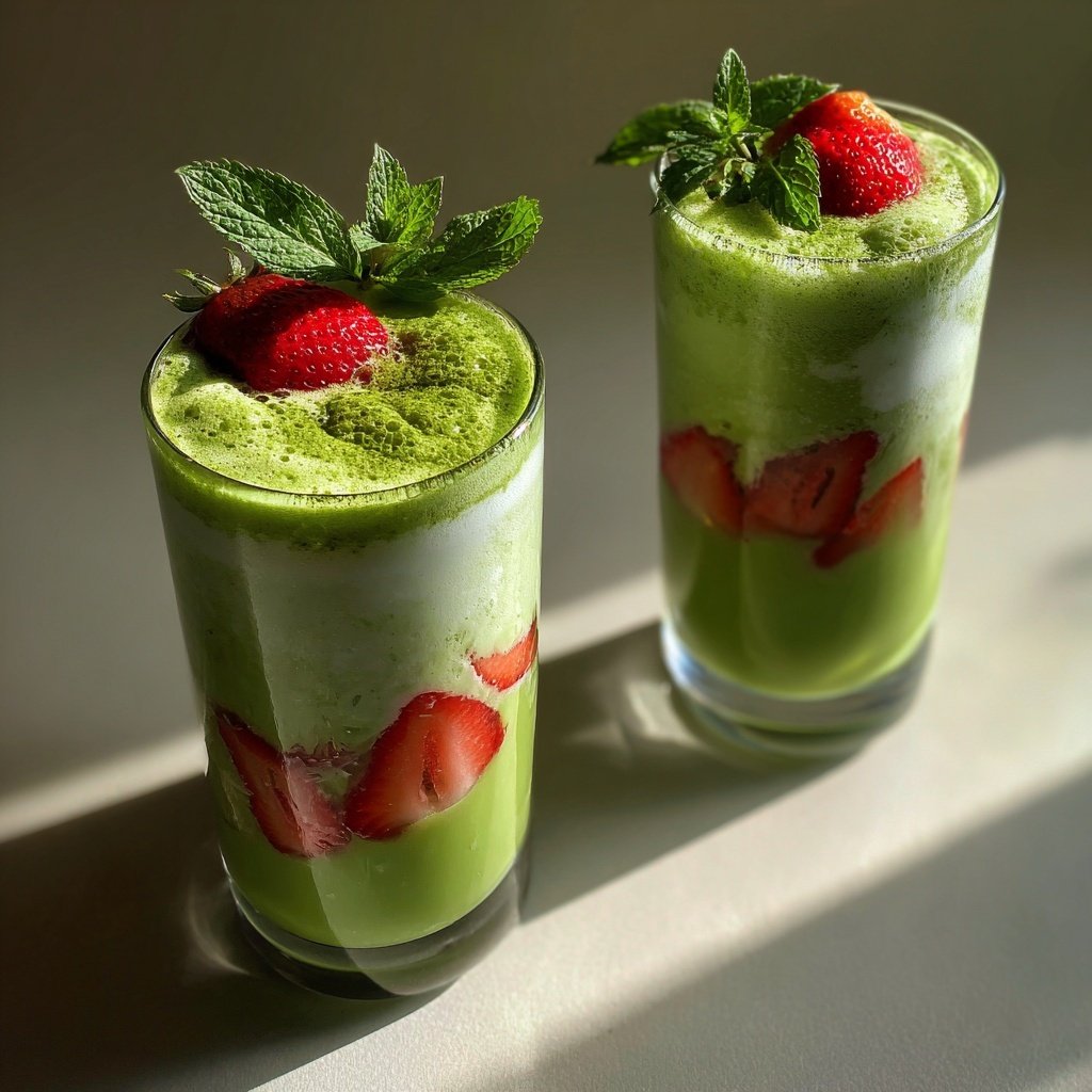 Homemade Strawberry Matcha Drink